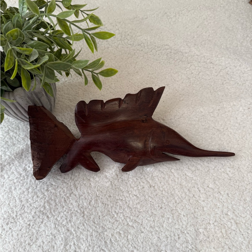 Hand carved ironwood swordfish